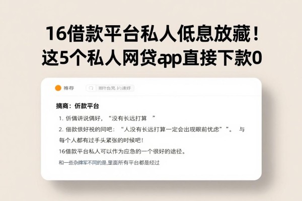 16借款平台私人低息放藏！这5个私人网贷app直接下款0