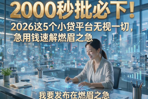 2000秒批必下！2026这5个小贷平台无视一切，急用钱速解燃眉之急
