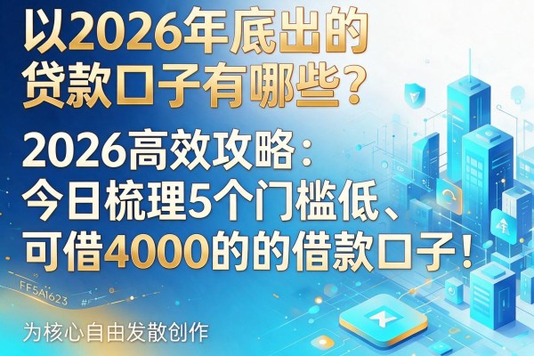 2026年底出的贷款口子有哪些？2026高效攻略：今日梳理5个门槛低、可借4000的借款口子！