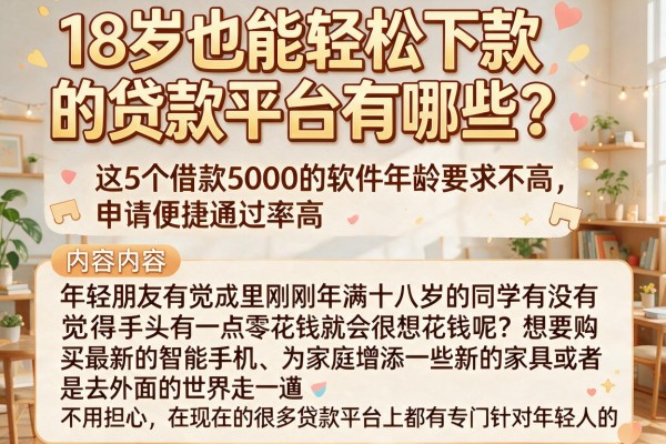 18岁也能轻松下款的贷款平台有哪些?这5个借款5000的软件年龄要求不高,申请便捷通过率高