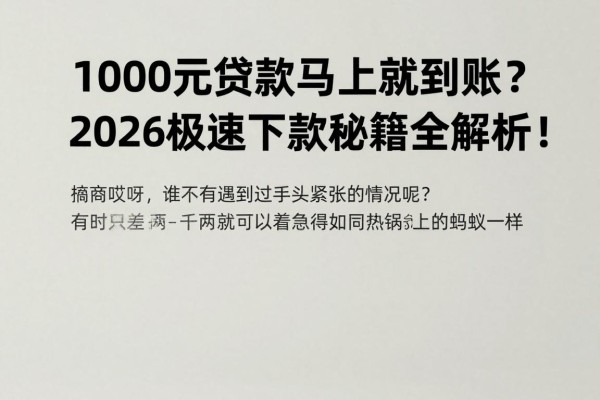 1000元贷款马上就到账?2026极速下款秘籍全解析!