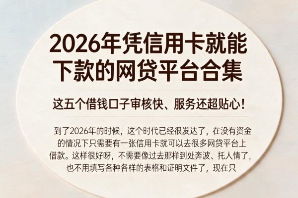 2026年凭信用卡就能下款的网贷平台合集，这五个借钱口子审核快、服务还超贴心！