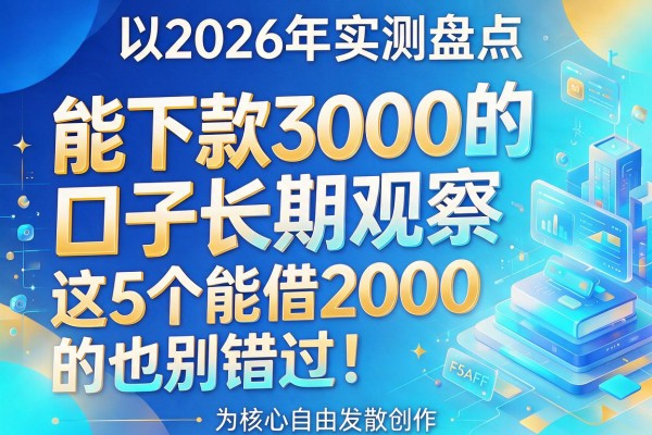 2026年实测盘点：能下款3000的口子长期观察，这5个能借2000的也别错过！