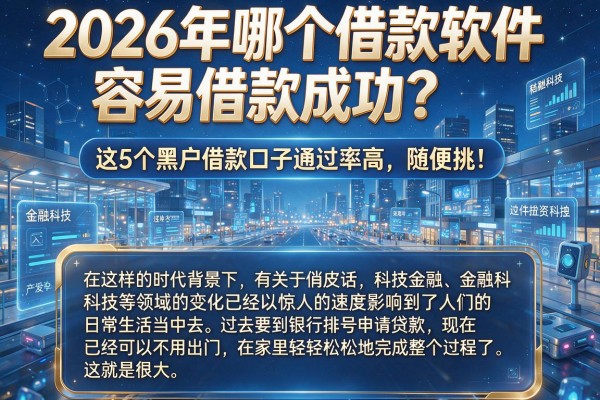 2026年哪个借款软件容易借款成功?这5个黑户借款口子通过率高,随便挑!