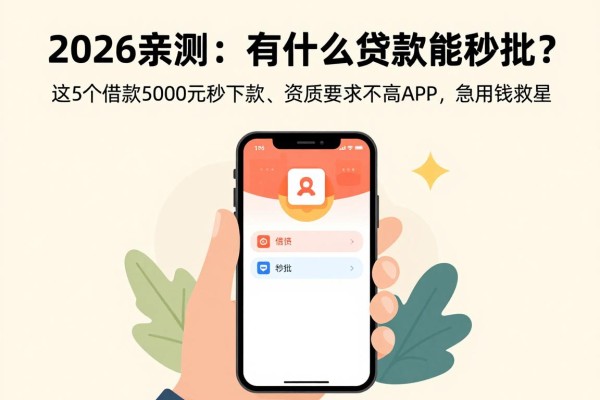2026亲测:有什么贷款能秒批?这5个借款5000元秒下款、资质要求不高的APP,急用钱救星!