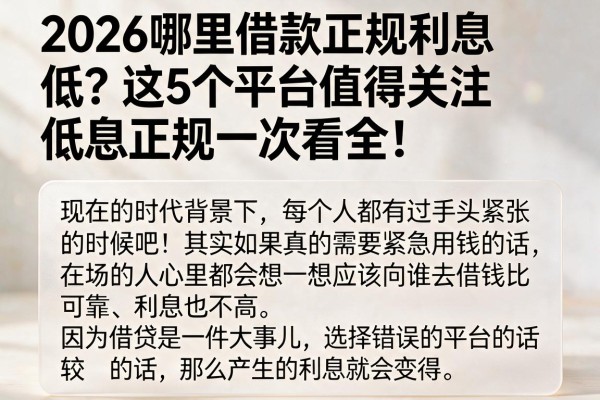 2026哪里借款正规利息低？这5个平台值得关注，低息正规一次看全！