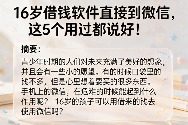 16岁借钱软件直接到微信，这5个用过都说好！