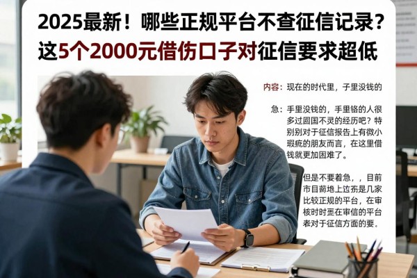 2025最新!哪些正规平台不查征信记录?这5个2000元借款口子对征信要求超低