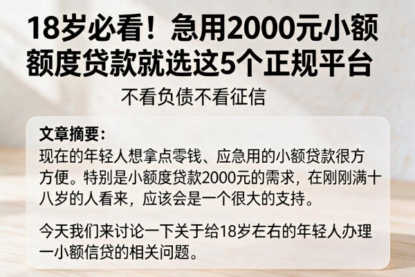 18岁必看!急用2000元小额度贷款就选这5个正规平台,不看负债不看征信