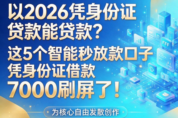 2026凭身份证贷款能贷款？这5个智能秒放款口子凭身份证借款7000刷屏了！