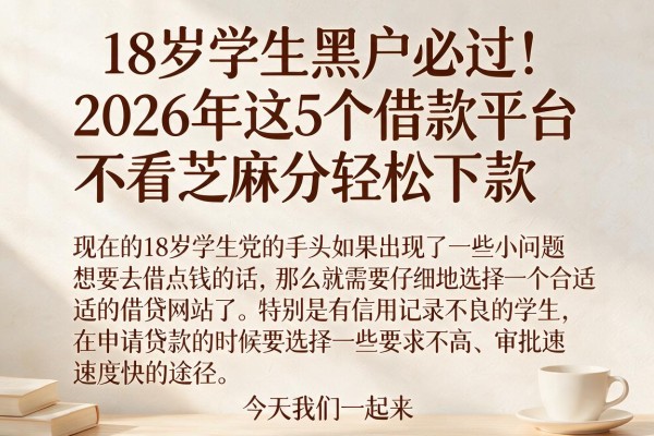 18岁学生黑户必过!2026年这5个借款平台不看芝麻分轻松下款