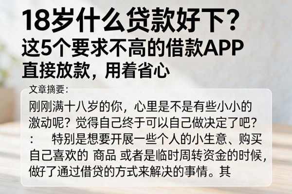 18岁什么贷款好下?这5个要求不高的借款APP直接放款,用着省心