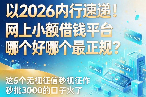 2026内行速递！网上小额借钱平台哪个好哪个最正规？这5个无视征信秒批3000的口子火了