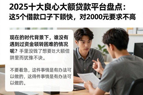 2025十大良心大额贷款平台盘点:这5个借款口子下款快,对2000元要求不高