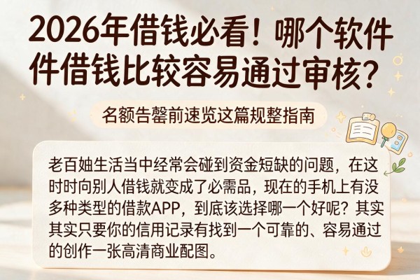 2026年借钱必看!哪个软件借钱比较容易通过审核?名额告罄前速览这篇规整指南