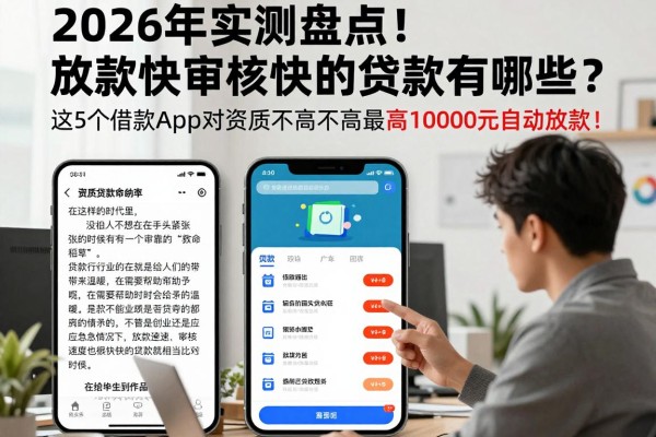 2026年实测盘点！放款快审核快的贷款有哪些？这5个借款App对资质要求不高，最高10000元自动放款！