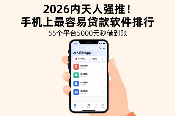 2026内行人强推!手机上最容易贷款软件排行,这5个平台5000元秒借到账