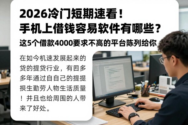 2026冷门短期速看！手机上借钱容易的软件有哪些？这5个借款4000要求不高的平台陈列给你