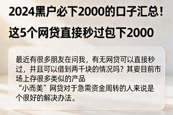 2024黑户必下2000的口子汇总！这5个网贷直接秒过包下2000