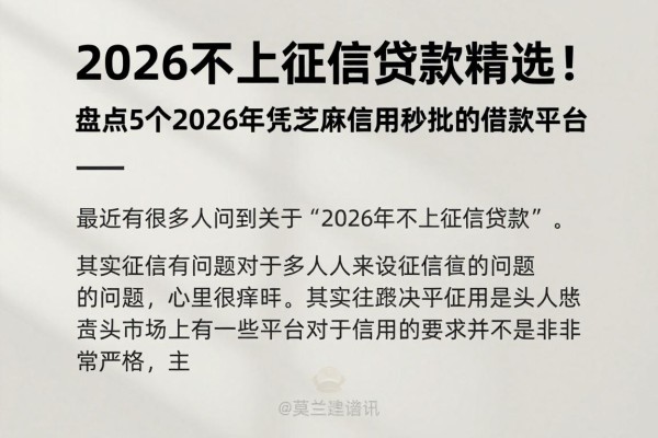 2026不上征信贷款精选!盘点5个2026年凭芝麻信用秒批的借款平台