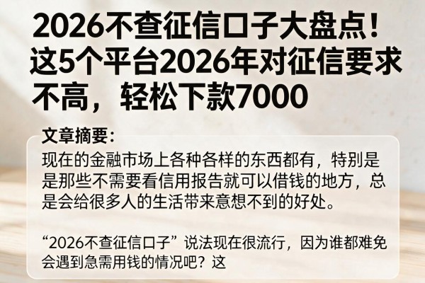 2026不查征信口子大盘点!这5个平台2026年对征信要求不高,轻松下款7000