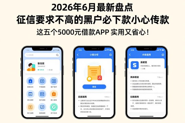 2026年6月最新盘点:征信要求不高的黑户必下款小额贷款,这五个5000元借款APP实用又省心!