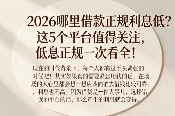 2026哪里借款正规利息低?这5个平台值得关注,低息正规一次看全!