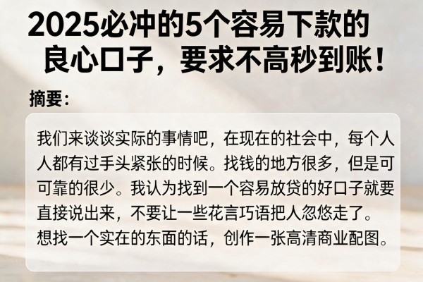 2025必冲的5个容易下款的良心口子,要求不高秒到账!