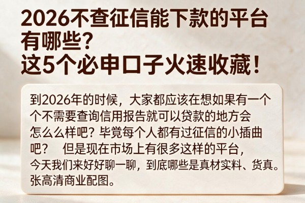 2026不查征信能下款的平台有哪些?这5个必申口子火速收藏!