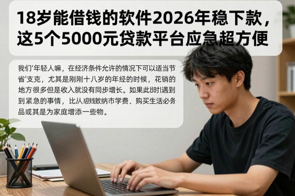 18岁能借钱的软件2026年稳下款，这5个5000元贷款平台应急超方便