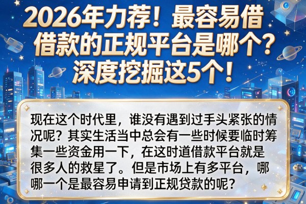 2026年力荐！最容易借款的正规平台是哪个？深度挖掘这5个！