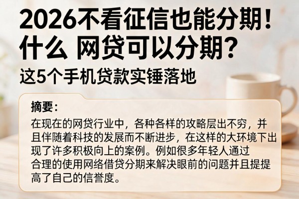 2026不看征信也能分期！什么网贷可以分期？这5个手机贷款实锤落地