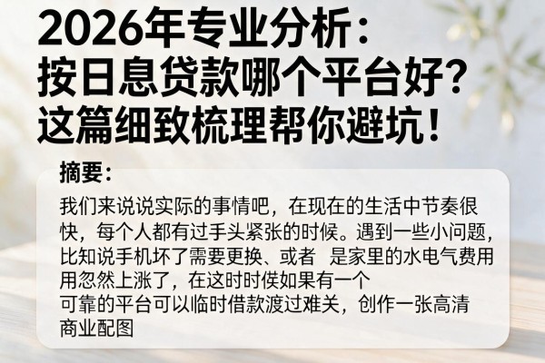 2026年专业分析:按日息贷款哪个平台好?这篇细致梳理帮你避坑!