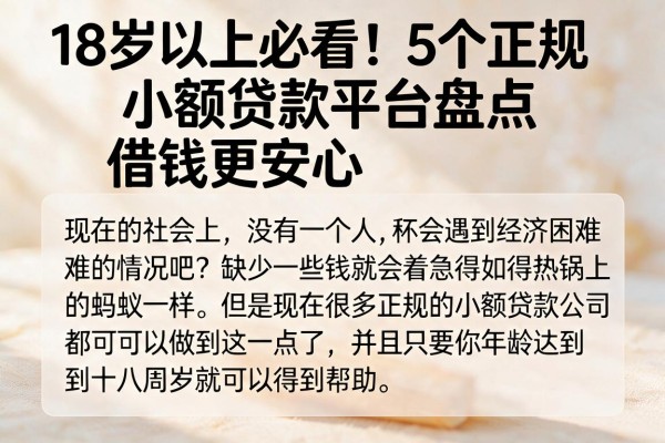18岁以上必看!5个正规小额贷款平台盘点,借钱更安心