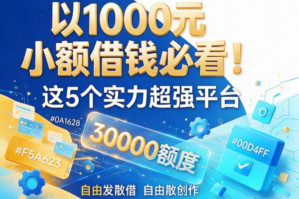 1000元小额借钱必看!这5个实力超强平台,30000额度也能轻松借