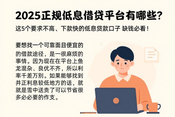 2025正规低息借贷平台有哪些?这5个要求不高、下款快的低息贷款口子首次公开,缺钱必看!