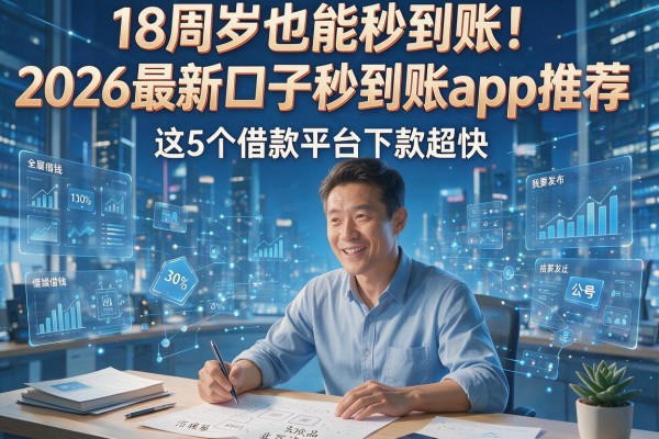 18周岁也能秒到账！2026最新口子秒到账app推荐，这5个借款平台下款超快