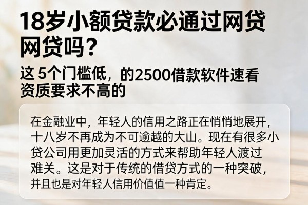 18岁小额贷款必通过网贷吗？这5个门槛低、资质要求不高的2500借款软件速看