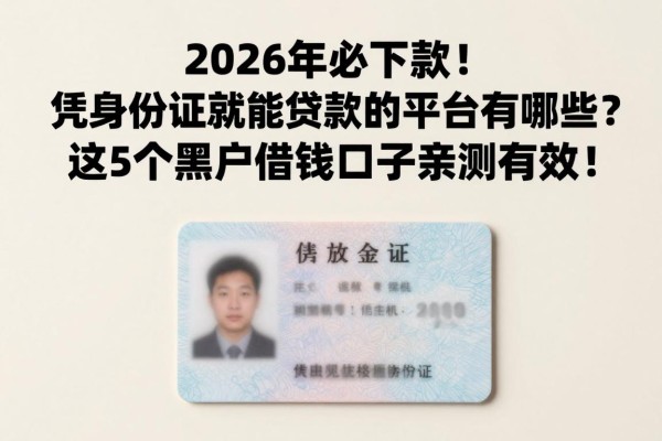 2026年必下款!凭身份证就能贷款的平台有哪些?这5个黑户借钱口子亲测有效!