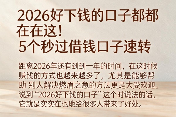 2026好下钱的口子都在这！5个秒过借钱口子速转