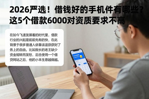 2026严选！借钱好的手机软件有哪些？这5个借款6000对资质要求不高