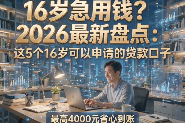 16岁急用钱?2026最新盘点:这5个16岁可以申请的贷款口子,最高4000元省心到账!