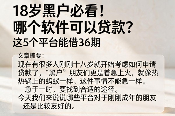 18岁黑户必看!哪个软件可以贷款?这5个平台能借36期
