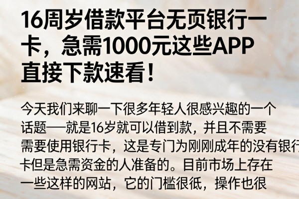 16周岁借款平台无须银行卡,急需1000元这些APP直接下款速看!