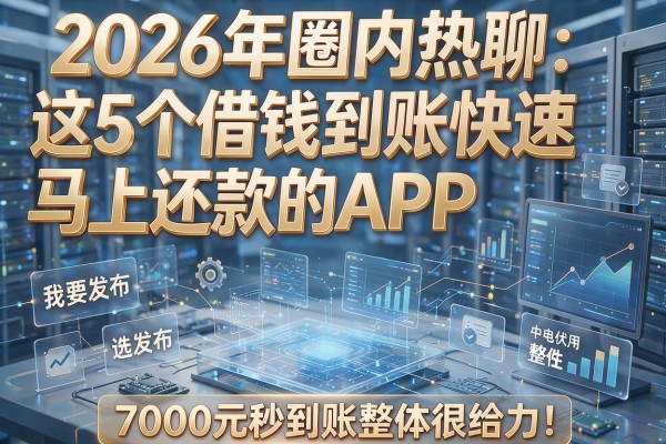 2026年圈内热聊:这5个借钱到账快速马上还款的APP,7000元秒到账整体很给力!