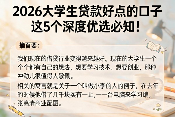 2026大学生贷款好点的口子，这5个深度优选必知！