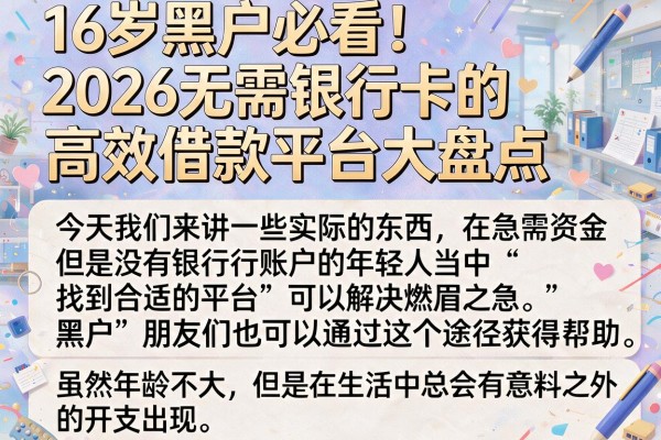 16岁黑户必看！2026无需银行卡的高效借款平台大盘点