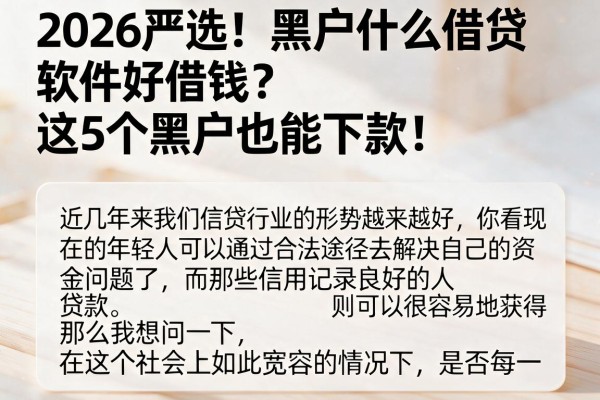 2026严选！黑户什么借贷软件好借钱？这5个黑户也能下款！