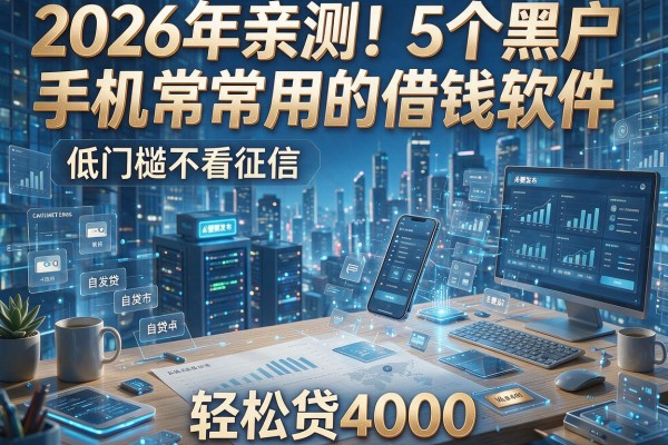 2026年亲测！5个黑户手机常用的借钱软件，低门槛不看征信，轻松贷4000