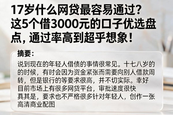 17岁什么网贷最容易通过？这5个借3000元的口子优选盘点，通过率高到超乎想象！